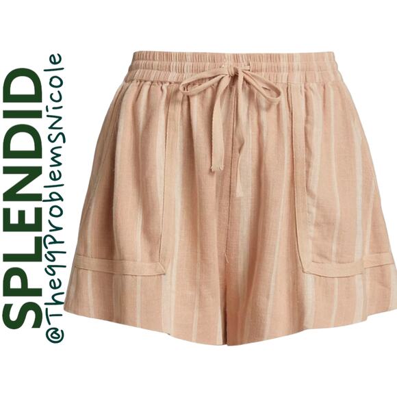 Splendid Linen Striped Shorts - Picture 1 of 8
